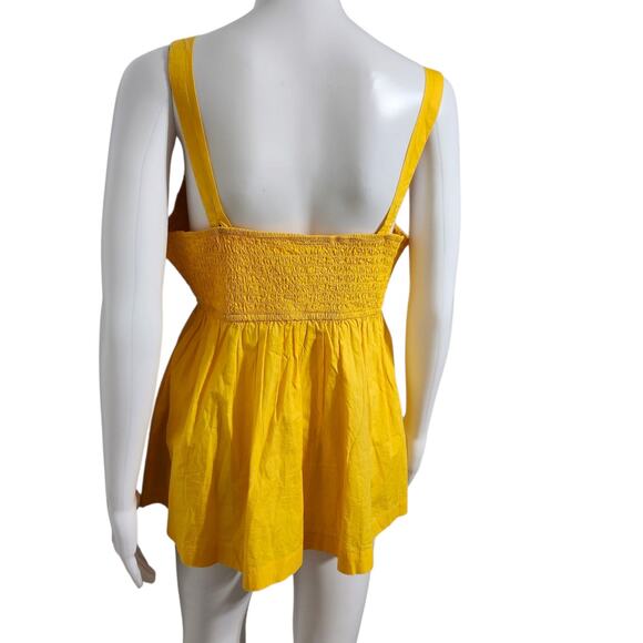 Free People Zola Smocked Tank‎ Top Black Large New - Picture 7 of 9